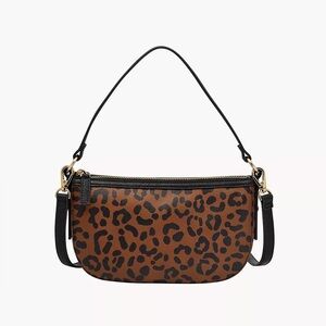 New Jolie Fossil Cheetah Shoulder Crossbody Bag Purse 
Leopard Print gold